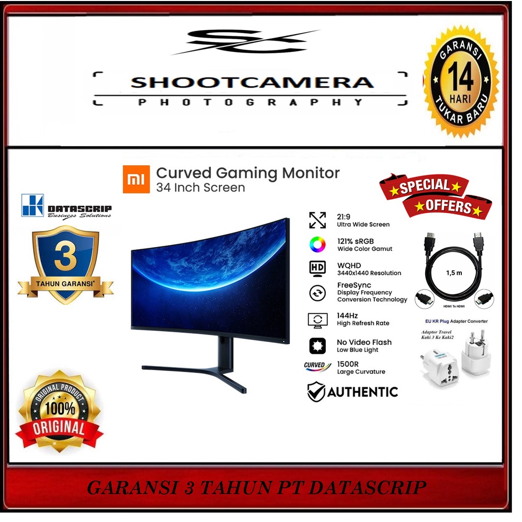 MI MONITOR GAMING CURVED 34 Inch 144HZ WQHD ORIGINAL - XIAOMI MONITOR 34 INCH
