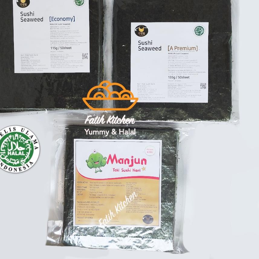 

✩ Manjun Seaweed Sushi Nori 50 Lembar Halal - varian Economy Medium Premium - Rumput Laut ❊