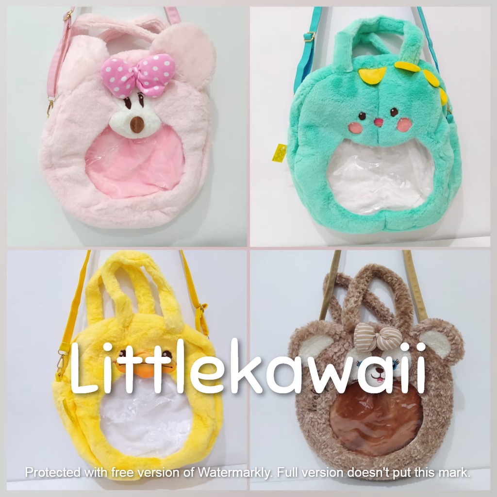 LK/Tas Slempang Boneka Plush Anak Slingbag Tenteng Kepit Jinjing Fashion Korean Style Rabbit Dinosaurus Binatang Animal Lucu Soft Cute