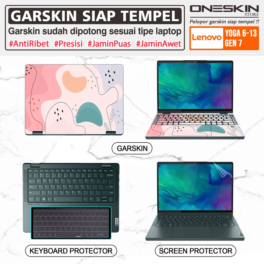 Garskin Sticker Laptop Pelindung Screen Keyboard Protector Lenovo Yoga 6-13 13ALC7 Gen 7 Gambar Full Body Tpu Silikon Bening Glossy Doff Anti Blueray