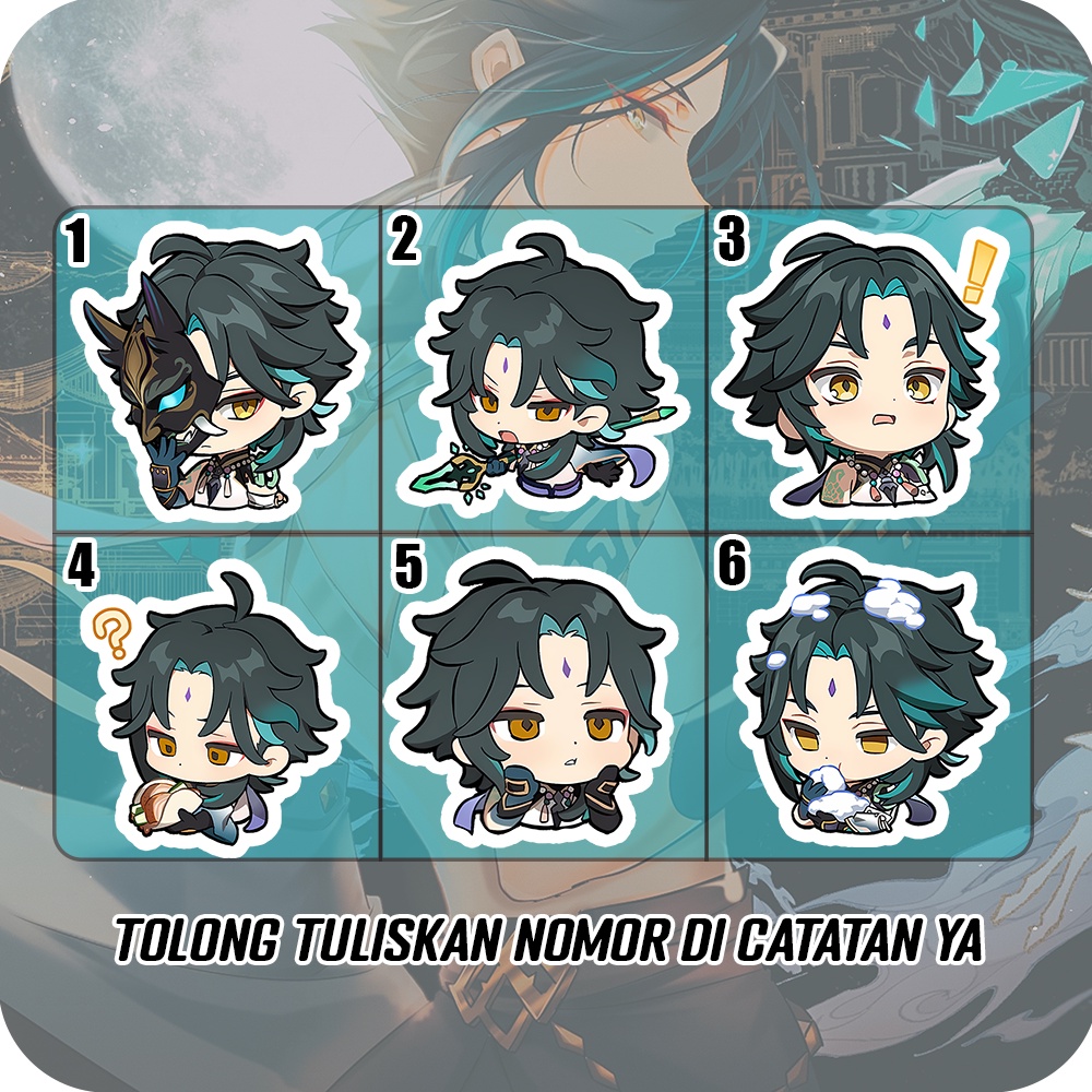 Stiker Glossy Xiao Genshin Impact, Sticker Anime Untuk di HP, Laptop, Helm, Motor dll