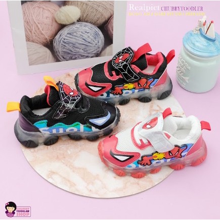 littlekiddoss SH2154 Sepatu Lampu Anak Import Sepatu Sneakers Anak Lampu LED Sepatu Spider 21-30