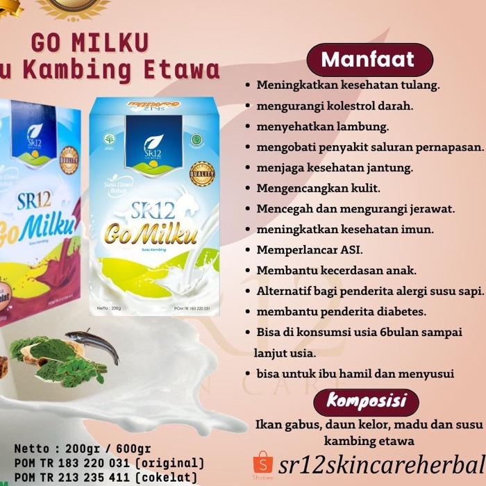 

✨MEN SALE✨ GO MILKU SR12 SUSU KAMBING ETAWA HALAL BPOM MENINGKATKAN KESEHATAN IMUN TUBUH MELANCARKAN ASI ASLI serbuuu !