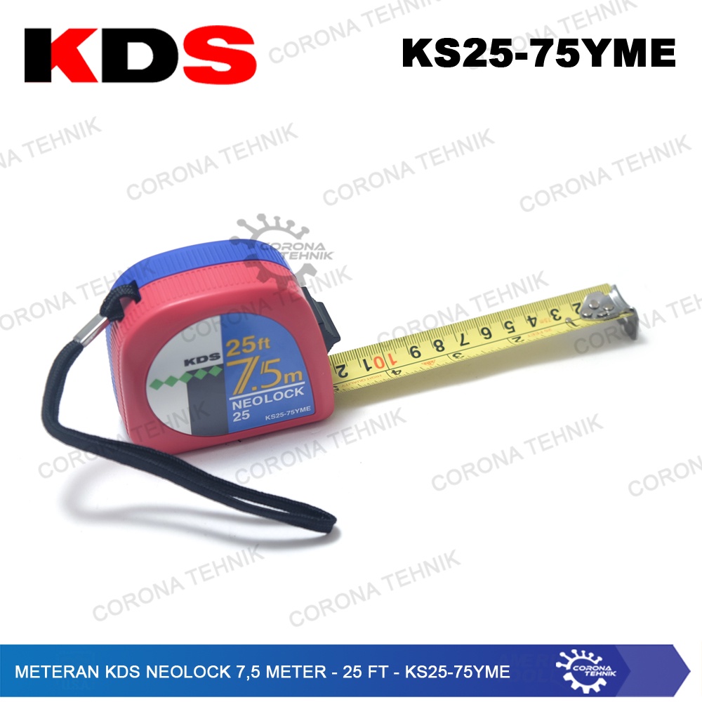 25 Ft - KS25-75YME Meteran KDS Neolock 7.5 Meter