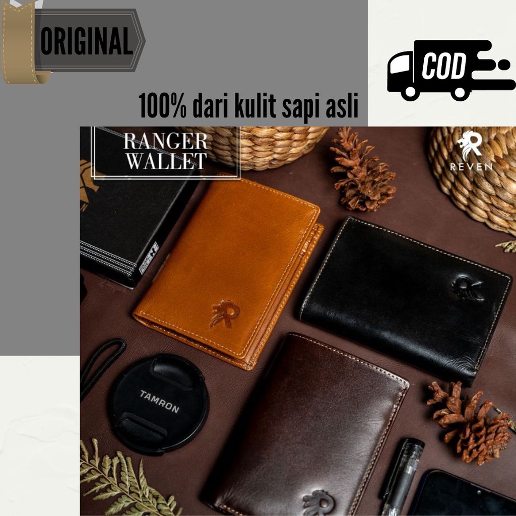 Dompet Pria Kulit Asli Dompet Cowok Dompet Lipat 3/4