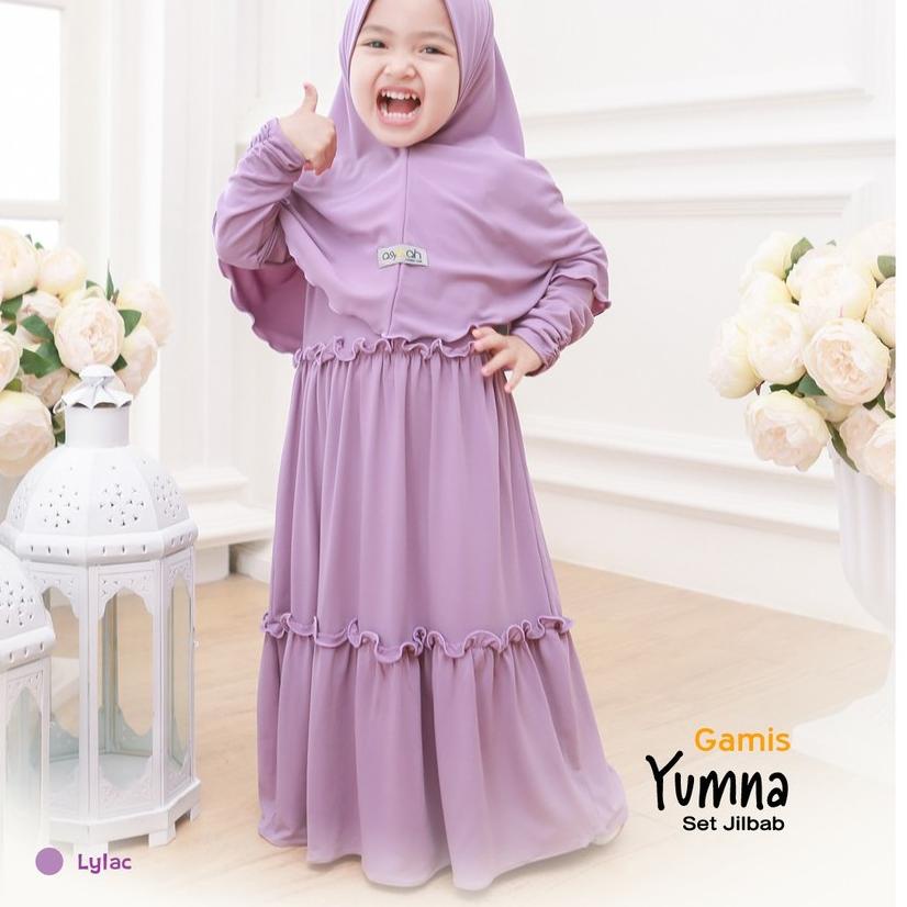 Hot Sale Gamis Anak Tanggung Terbaru 2-Gamis Anak Lilac Ceruty-Gamis Lilac Anak Perempuan-Set Gamis 