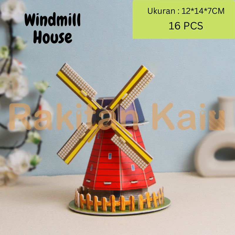 Mainan edukasi Puzzle 3D anak DIY bahan foam &amp; paper Rumah / House. Kado / Pajangan / Dekorasi Murah