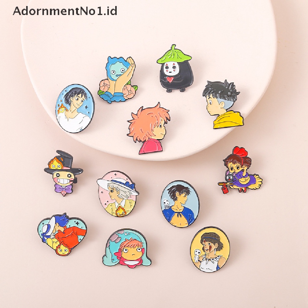 [AdornmentNo1] Pin Enamel Film Kartun Howl Sofia Ponyo Bros Lencana Kerah Pin Lucu Anime Perhiasan Hadiah Untuk Teman Anak [ID]