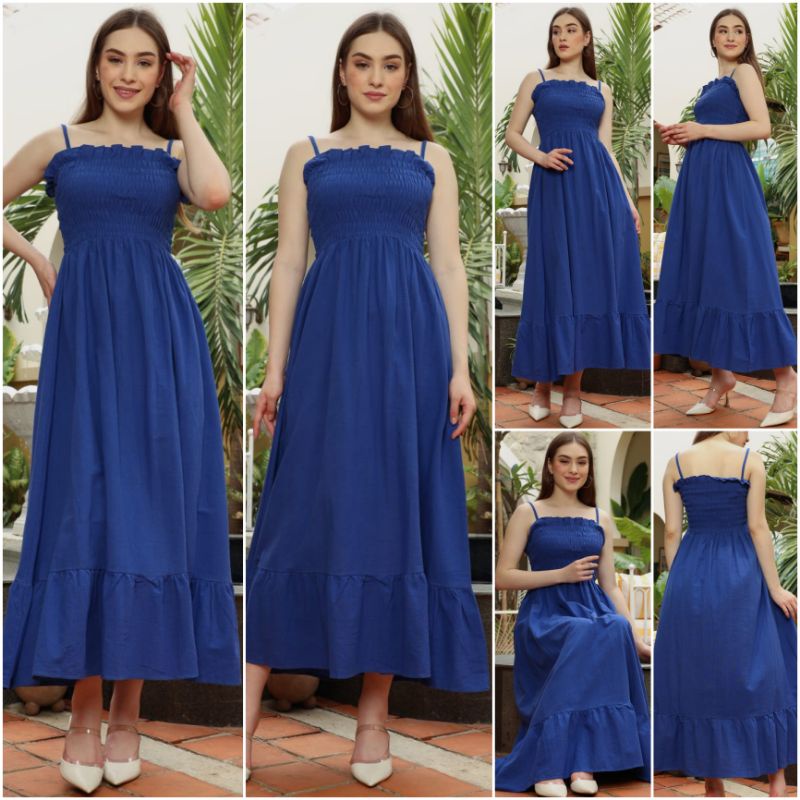 ❣️ SPECIAL PRICE ♡ PREMIUM ♡ ORIGINAL ! ZOELINE TANK CAMISOLE RUBBER LONG FLARE RUFFLE MAXI DRESS OVERALL OUTER ( HIJAB FRIENDLY )