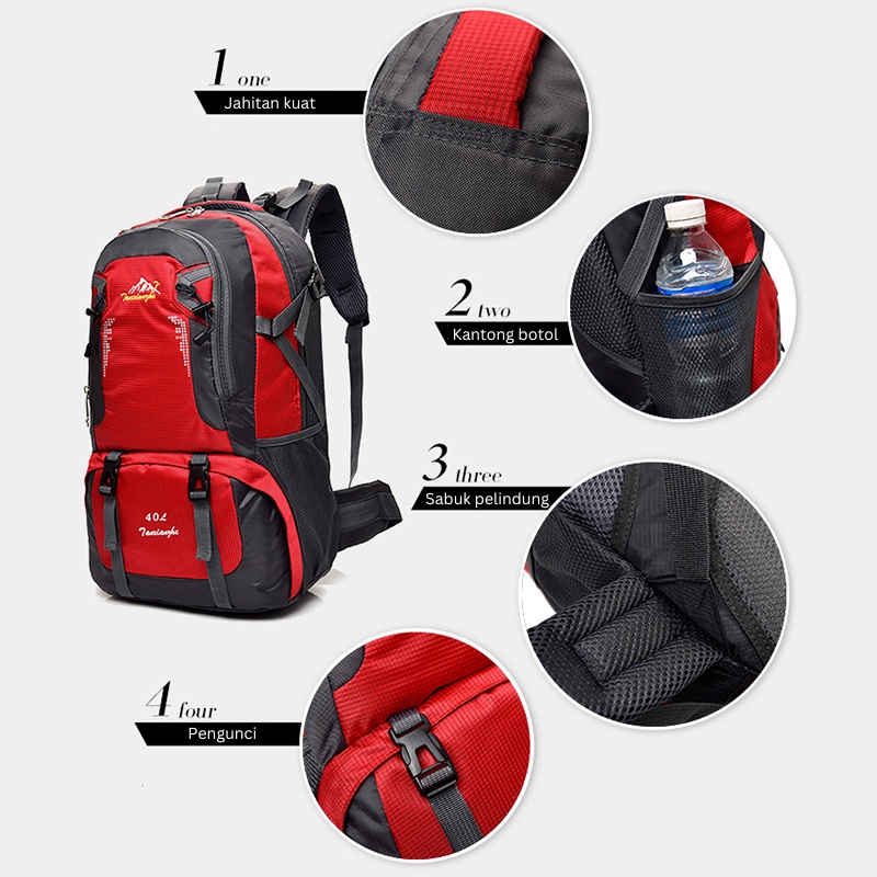 Highland Tas Ransel Pria Gym Fitness Tas 60L Punggung Cowok Travelling Waterproof Multifungsi TR116