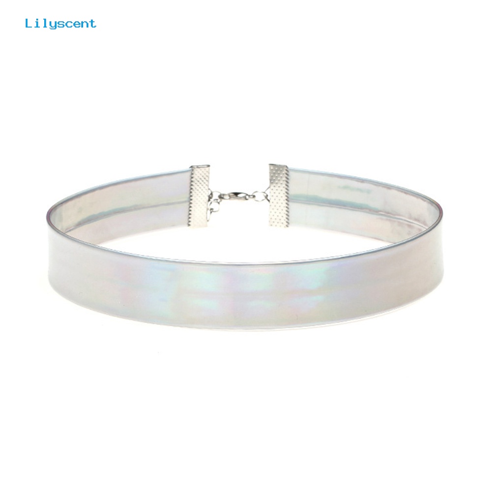 [LS] Warna-warni Hologram Choker Kerah Kalung Laser Punk Perhiasan Pesona Lady Hadiah