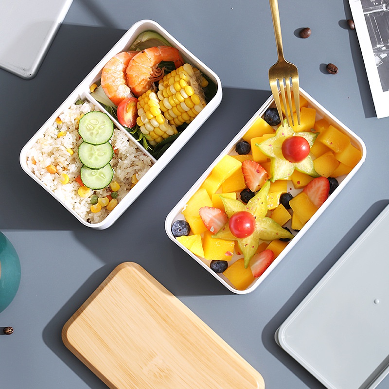 Lunch Box 1400ml 2-Layer Sealed Leak-proof Microwave Lunch Box Tableware Office Worker Student Lunch Box