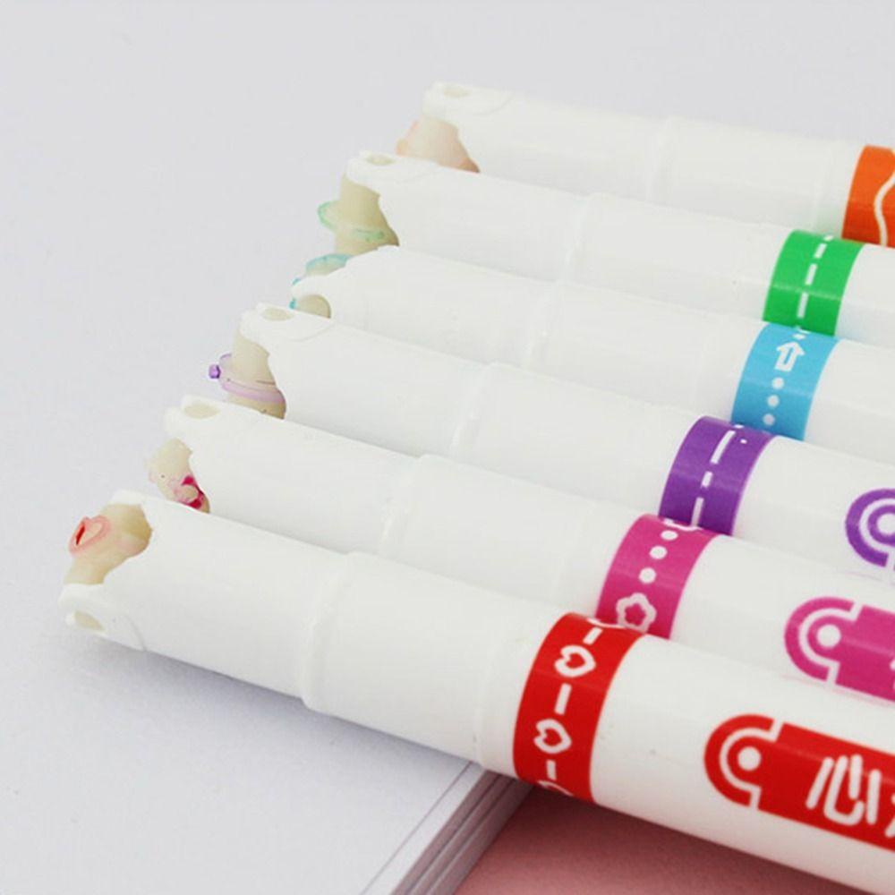 Nanas 6Pcs Curve Stabilo Pen Art Stationery Graffiti Curve Line Berbentuk Bunga Konstelasi Stabilo Banyak Bentuk