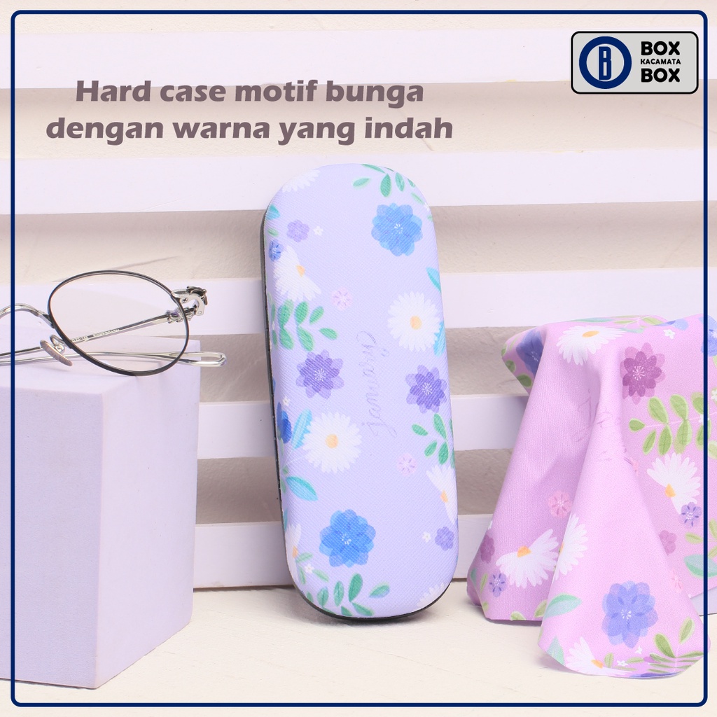 Tempat Kacamata Hard Case / Box Kacamata FREE LAP Cepuk Magnet Kokoh Motif Bunga Daisy Lucu Cute CC10