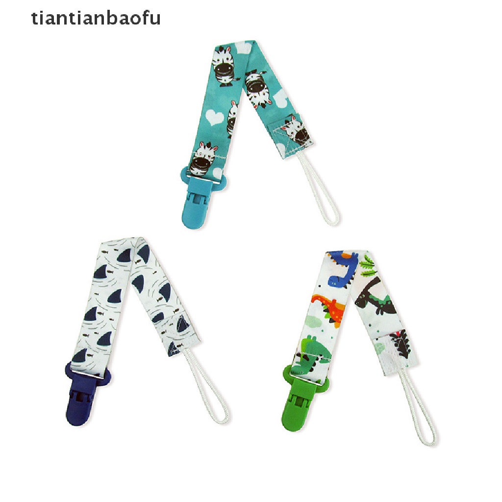 [tiantianbaofu] 3pcs/set Kartun Dot Bayi Klip Dot Rantai Nipple Holder Penenang Pemegang Butik