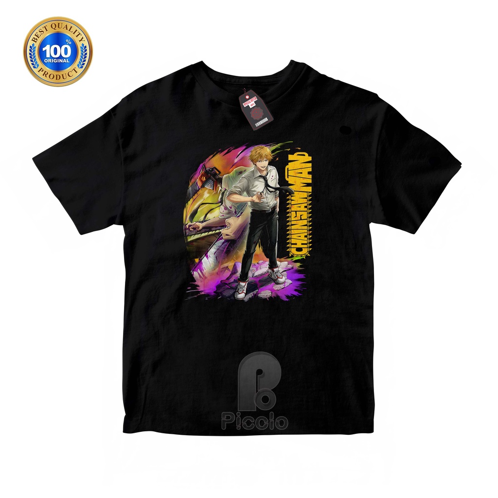 (FREE NAMA) BAJU KAOS ATASAN ANAK MOTIF ANIME CHAINSAW MAN KARAKTER DENJI UNISEX Bahan COTTUN