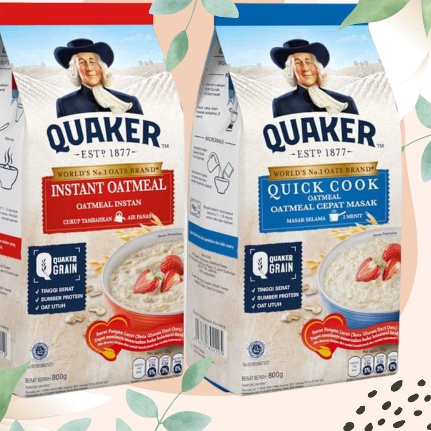 

➬ QUAKER Oats Oatmeal-Instant-Quick Cook Bag Pack 800 g-Instan-Masak ۞