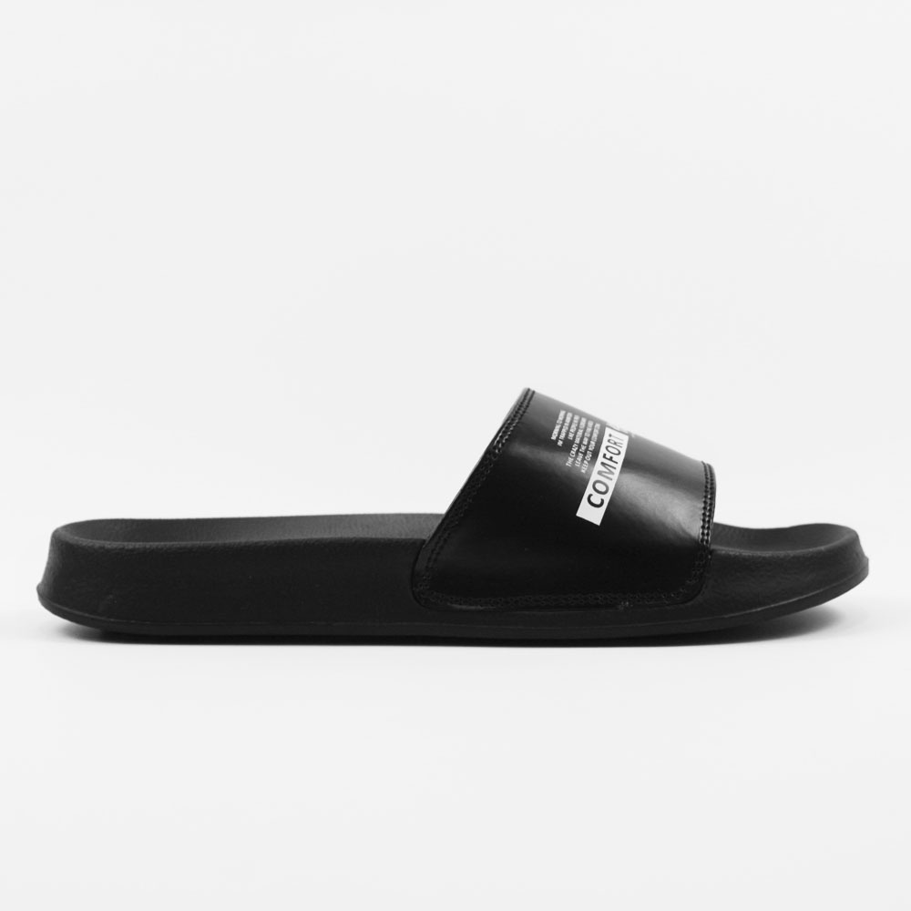 Sendal Slop Pria Wanita BOYSCODE Comfort Zone Fullblack/ Slide Pria / Slip On Pria / Sendal Cowok / Sendal Cewek