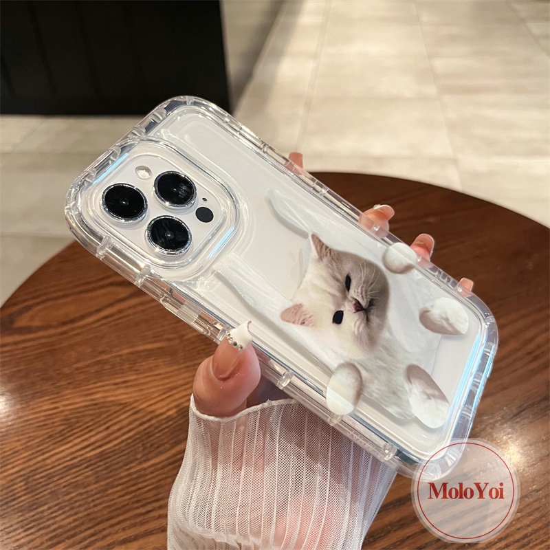 IPHONE Pasangan Case Kompatibel Untuk Iphone11 14 13 12 Pro MAX 7Plus 8Plus 6 6S Plus XR X XS MAX Lucu Kartun Kucing Anjing Airbag Shockproof Lembut TPU Silicon Bening Ponsel Cover