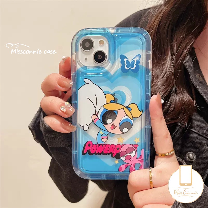 Casing Realme C53 C30 C55 7i C17 9i C35 C33 C15 C25Y C20A C25s C12 C2 C20 C11 C25 6i 5 5i 5s C21Y C3 C1 Lucu The Powerpuff Cewek Love Heart Airbag Shockproof Soft Tpu Bening Case