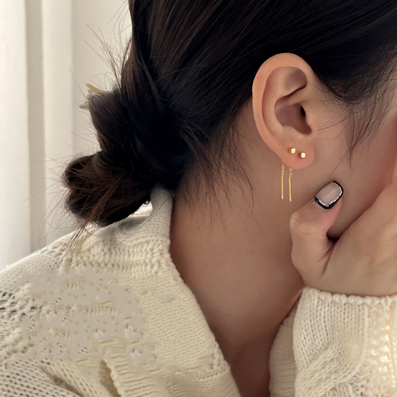 Papaozhu Sederhana Square Drop Earring Untuk Wanita Pria Trendi Geometris Stud Earrings Semua Pertandingan Aksesoris Telinga Daily