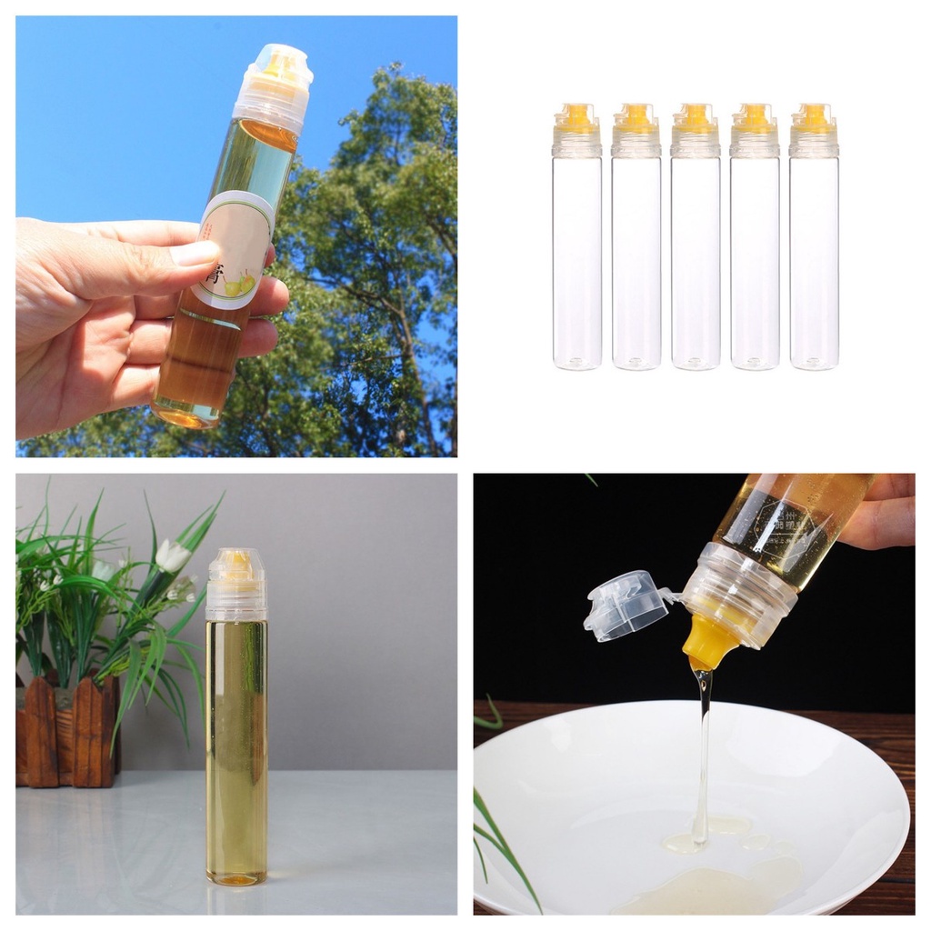 5pcs Sub-Botol Peras Madu Portabel Flip Tahan Debu Salad Dressing Botol Penyimpanan Travel