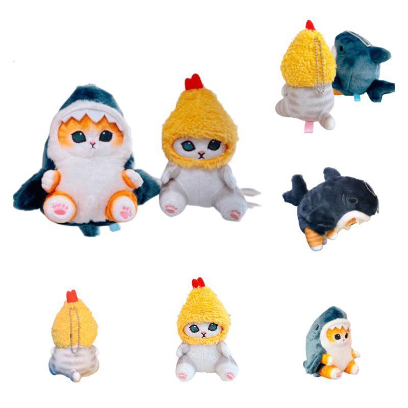 Kucing Hiu Kucing Udang Goreng Lucu Boneka Mewah Gantungan Kunci Fashion Pasangan Tas Ornamen Gantungan Kunci Mobil Liontin