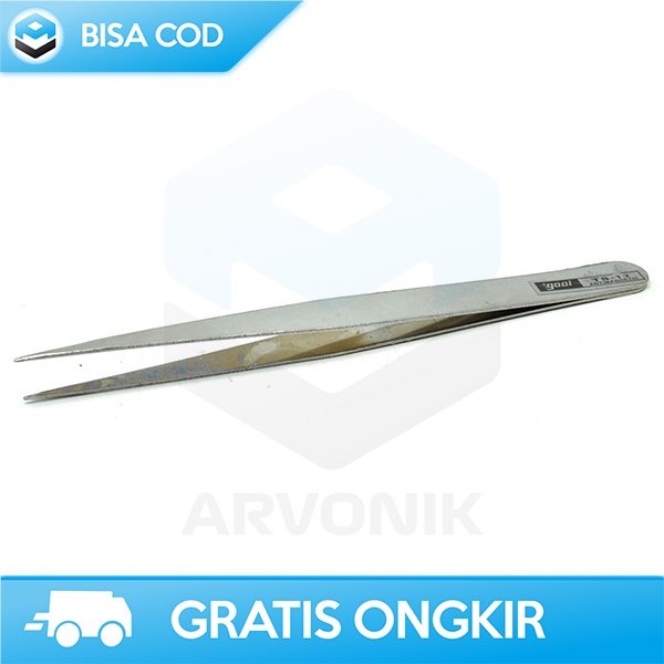 PINSET STAINLESS STEEL ALAT PENJEPIT LABOLATORIUM 124MM TAHAN KARAT