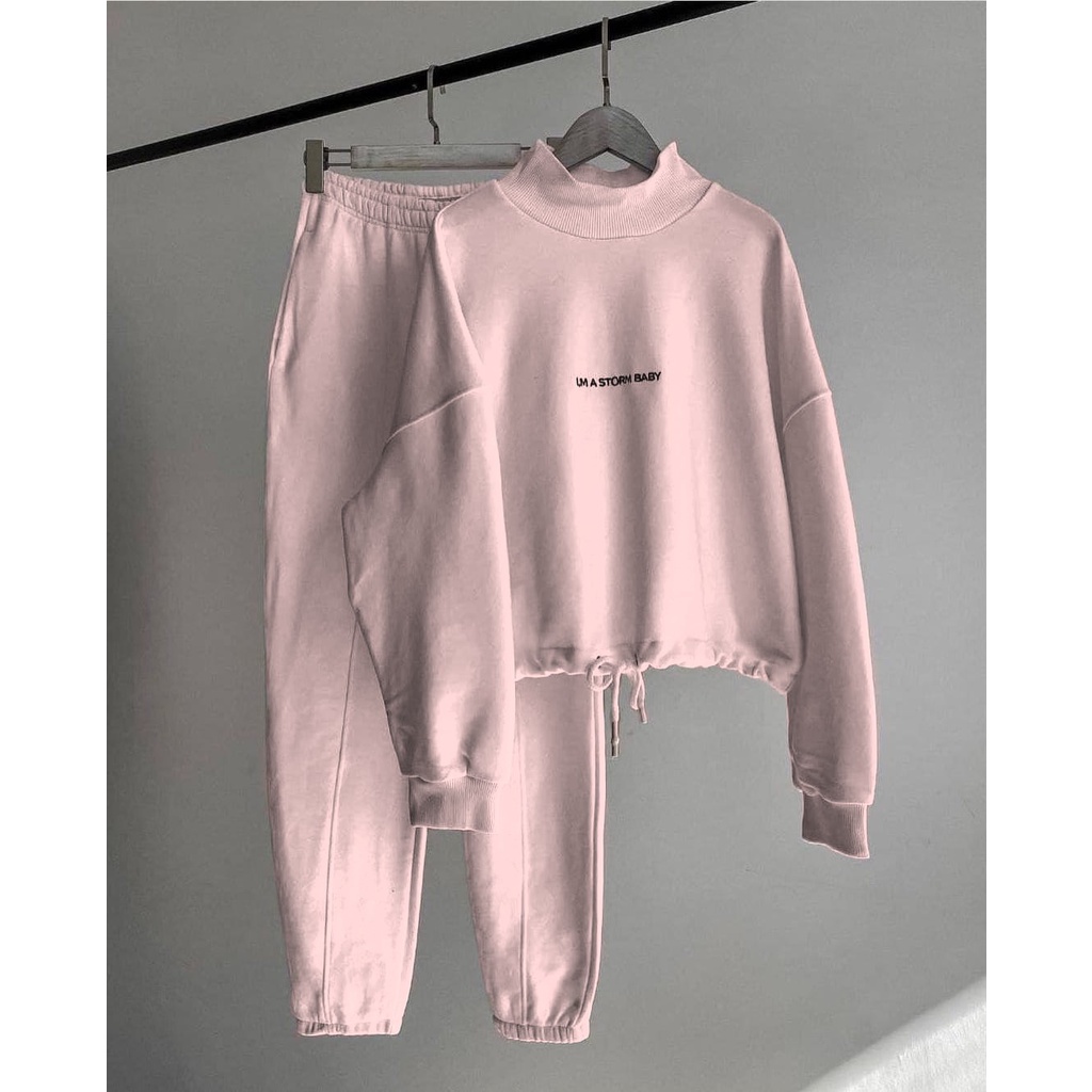 ONE SET JOGGER SWEATER I AM A STROM BABY TERBARU | SET WANITA SETELAN