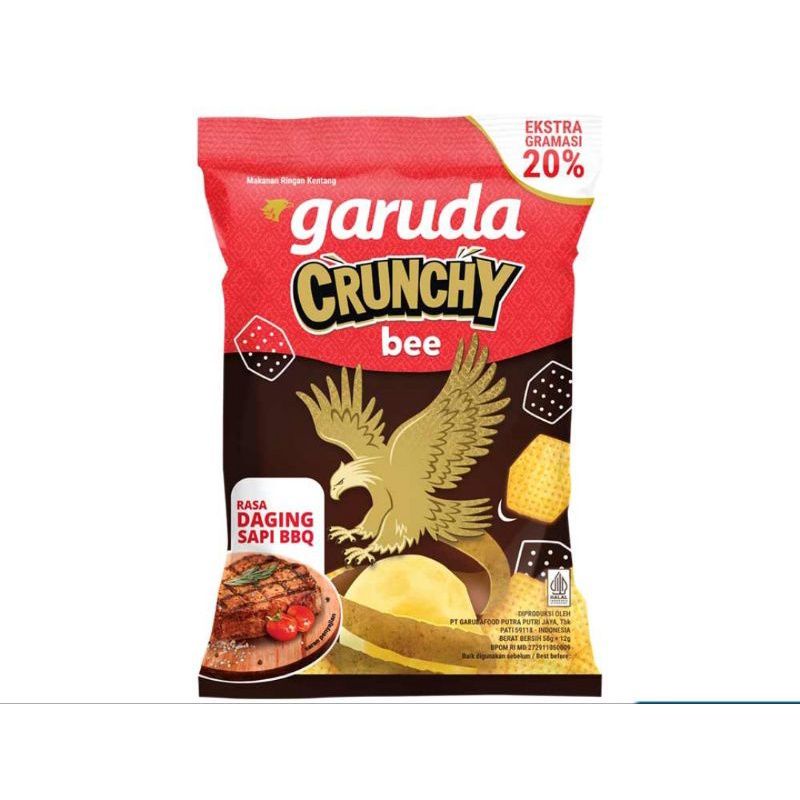 Garuda Cruncy BEE Snack kentang rasa BBQ / sambal geprek / potato bbq 58 + 12 gram