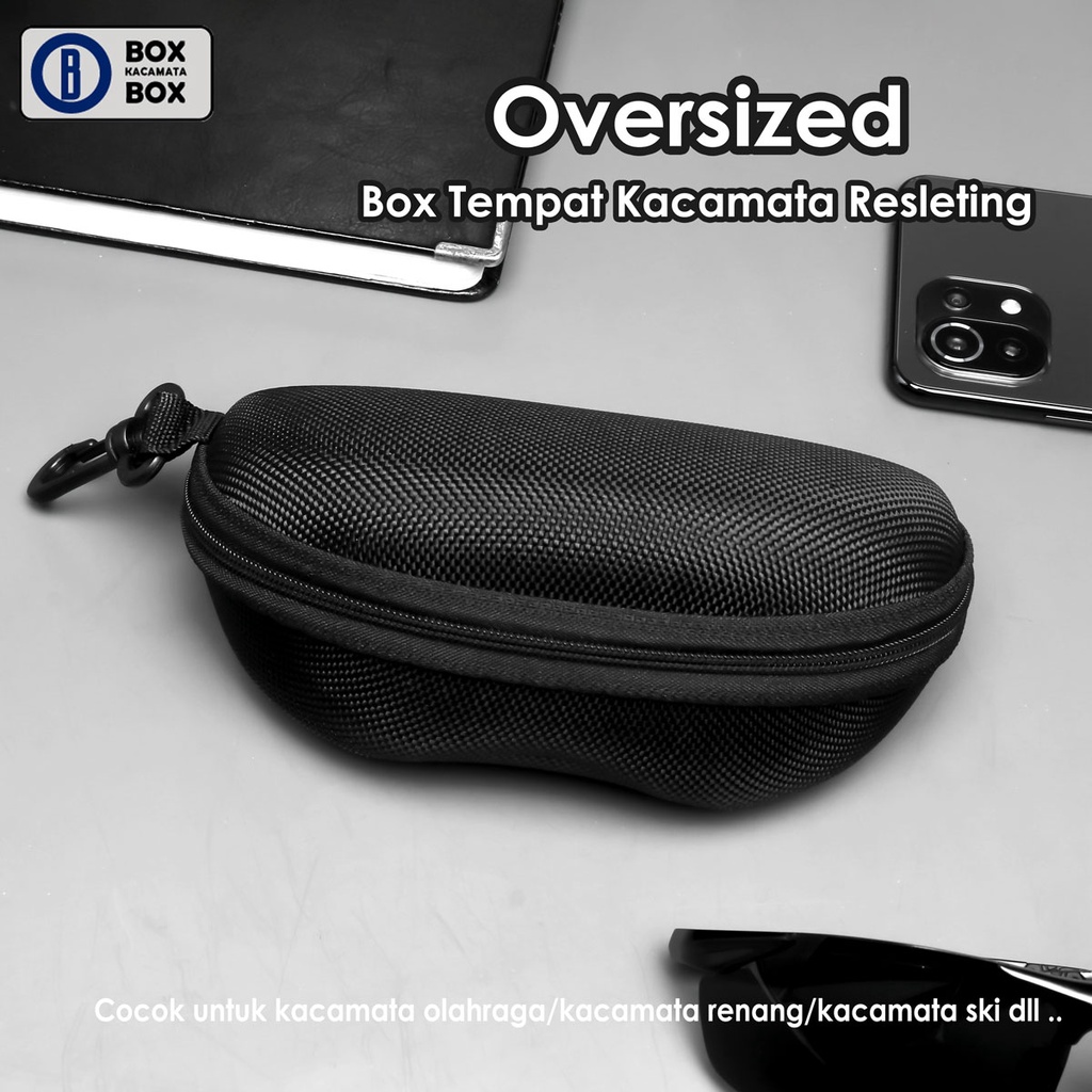Box Tempat Kacamata Resleting Oversized Besar Cocok untuk kacamata olahraga/kacamata renang/kacamata ski dll .. / Box Kacamata Sleting Polos Hard Case Kokoh Waterproof S13