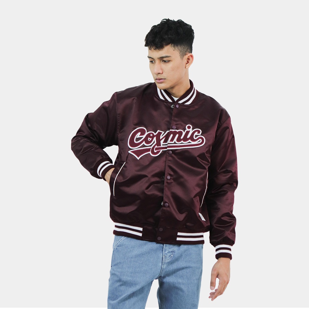 Cosmic Jacket Pria Varsity CRAWLERS MAROON