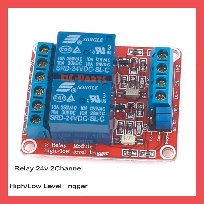 Relay 24V 2 Channel Module High / Low Level Trigger Opto Isolation 2CH