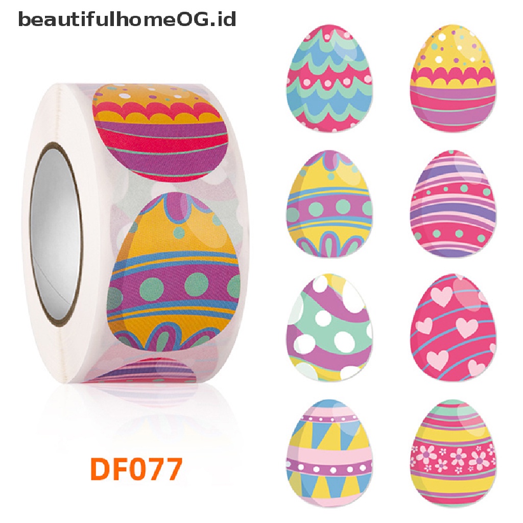 // Beautifulhomeog.id// 500Pcs Happy Easter Stiker Kelinci Self Adhesive Seal Label Sticker Party Tag **