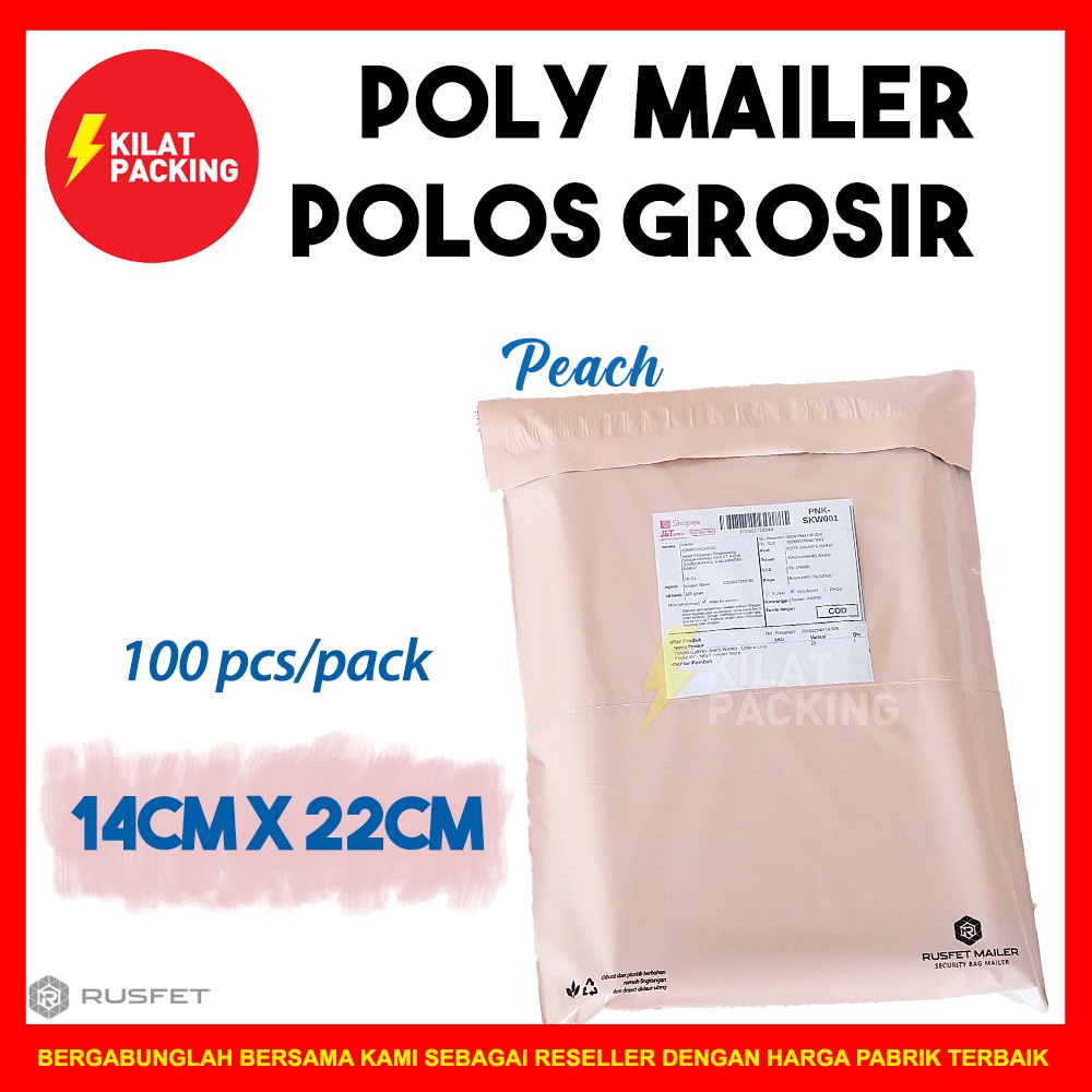 

POLYMAILER PEACH POLOS 14CM X 22CM / AMPLOP PLASTIK PACKING RUSFET PREMIUM TERMURAH - PACK