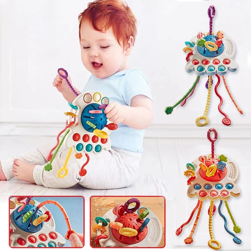 [Featured] Grasp Training Pull String Rattle Early Learning Educational Toy Montessori Baby Toys for Babies 1 / 2 / 3 Years 6-12 Months