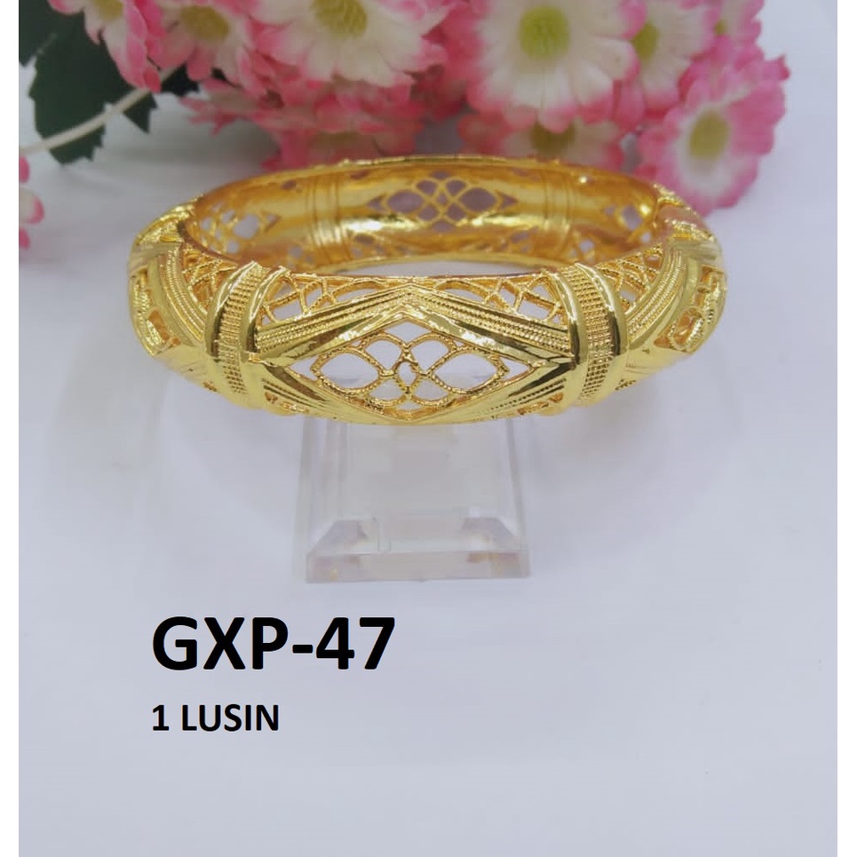 GELANG XP LINGKAR EMAS GOLD UKIR TEKSTUR BUNGA TERMURAH / DUNIA GELANG TERBARU