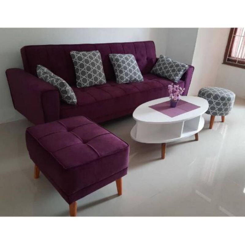 Sofa Bed +Puff panjang+ puff bulat