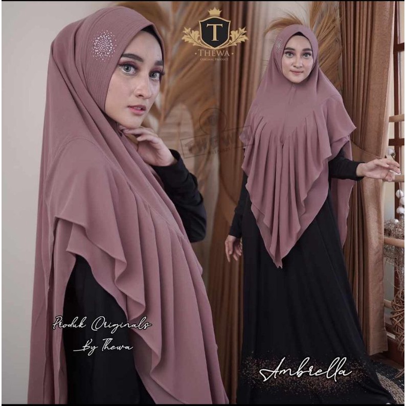 Thewa Khimar Ambrella Ori Thewa/jilbab rempel/khimar ceruty babydoll/jilbab instan/kerudung syari TE