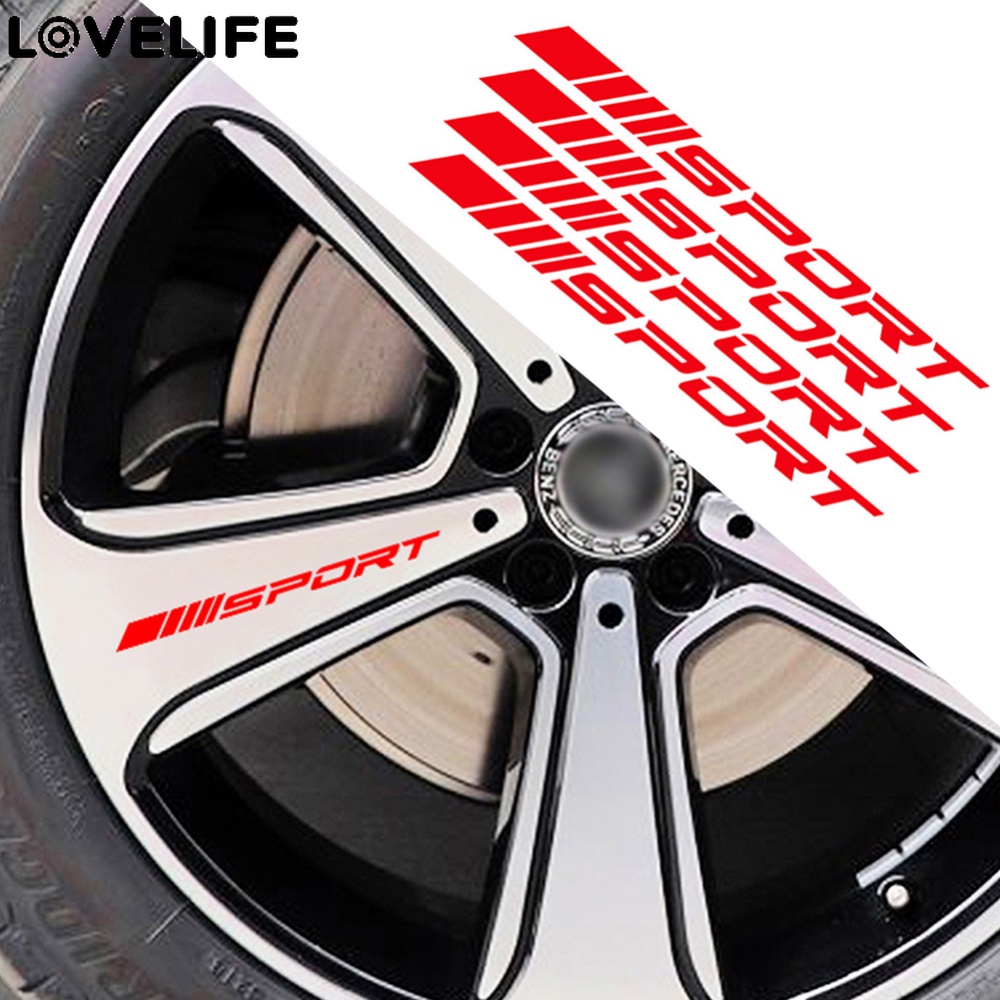 4 Pcs DIY Self-Adhesive Vinyl Stiker Pribadi Dekorasi Mobil Decal SPORT Sports Stiker Otomotif Roda Stiker Mobil Hub Stiker