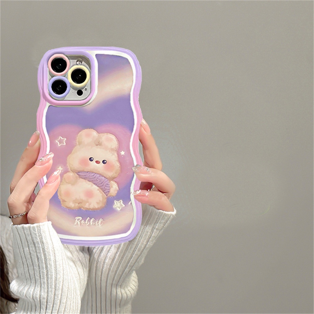 IPHONE Soft Case Untuk Iphone14 14 Pro MAX IPhone13 Pro MAX 11PRO 11PRO MAX 12 12Pro MAX XR XS Max6 6S 7 8 Plus SE 2020 Graffiti Love Dan Kelinci Kecil Yang Lucu Beruang Gelombang Tepi TPU Phone Cover