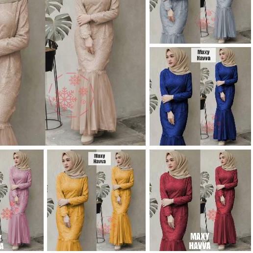 ➼ MAXY HAVVA JUMBO/ GAMIS BRUKAT TILE/ Gamis lebaran /maxy duyung mermaid brukat MAXY HAJUKU GAMIS B