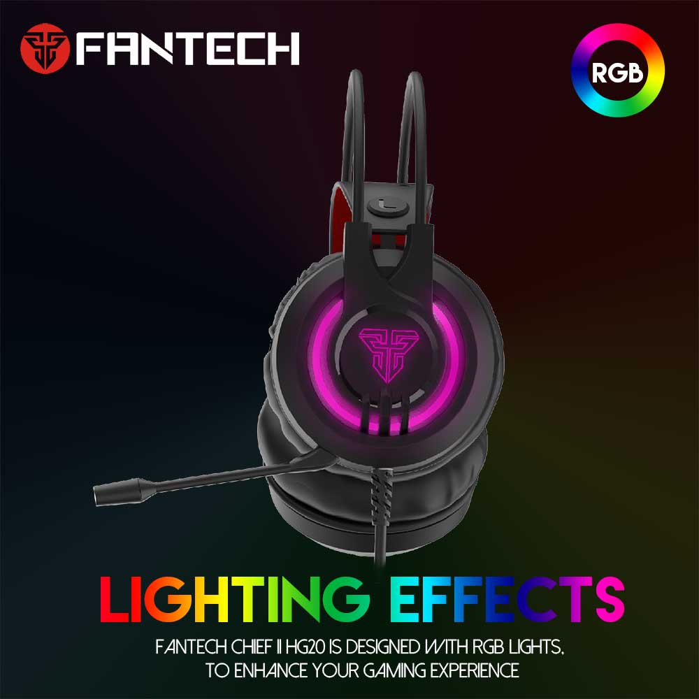 Headset Gaming Fantech CHIEF II HG20 Lite RGB - Black