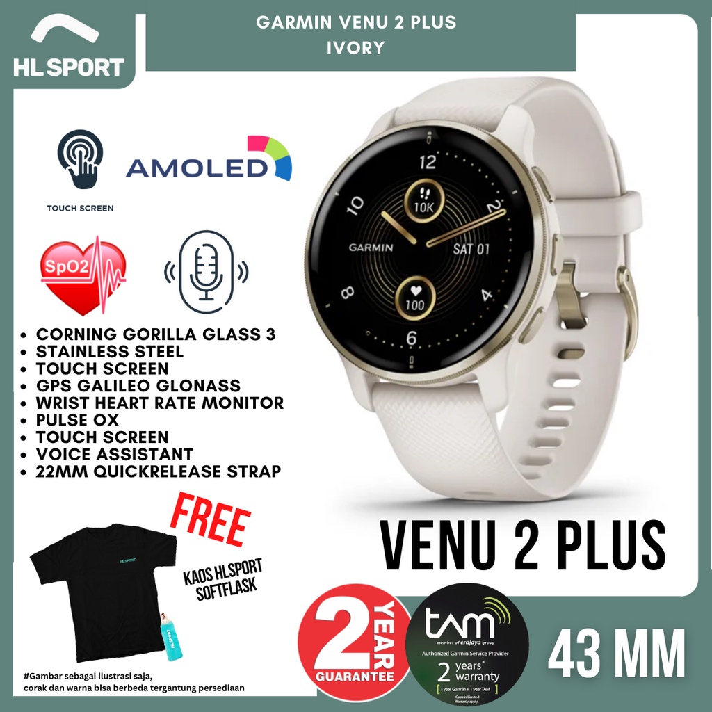 Garmin Venu 2 plus / Garmin Venu 2+ GPS WiFi Garansi Resmi TAM