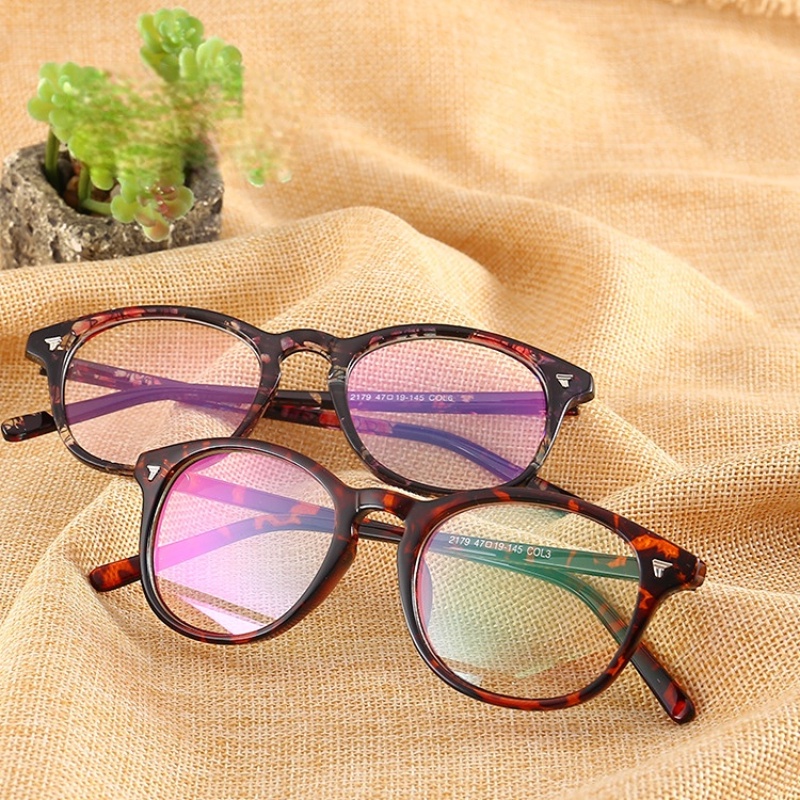 (YUZHU) Kacamata Anti Radiasi Gaya Klasik Untuk Wanita Retro Fashion Bingkai Bulat Leopard Eyeglasses