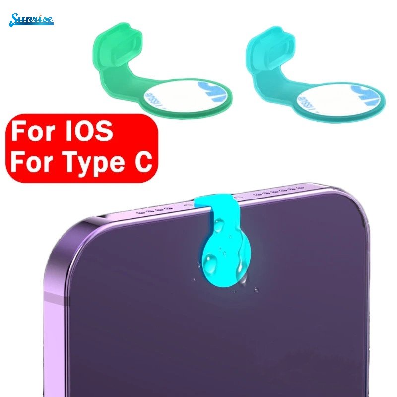 Luminous Steker Debu Silikon Anti Hilang Untuk IOS Type C Charging Port Penutup Plug Tahan Debu Tahan Air