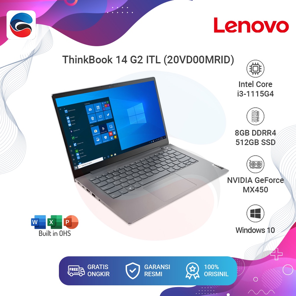 LENOVO Laptop ThinkBook 14 G2 ITL / Intel Core i3 / 8GB / 512GB / Win 10 [20VD00MRID]