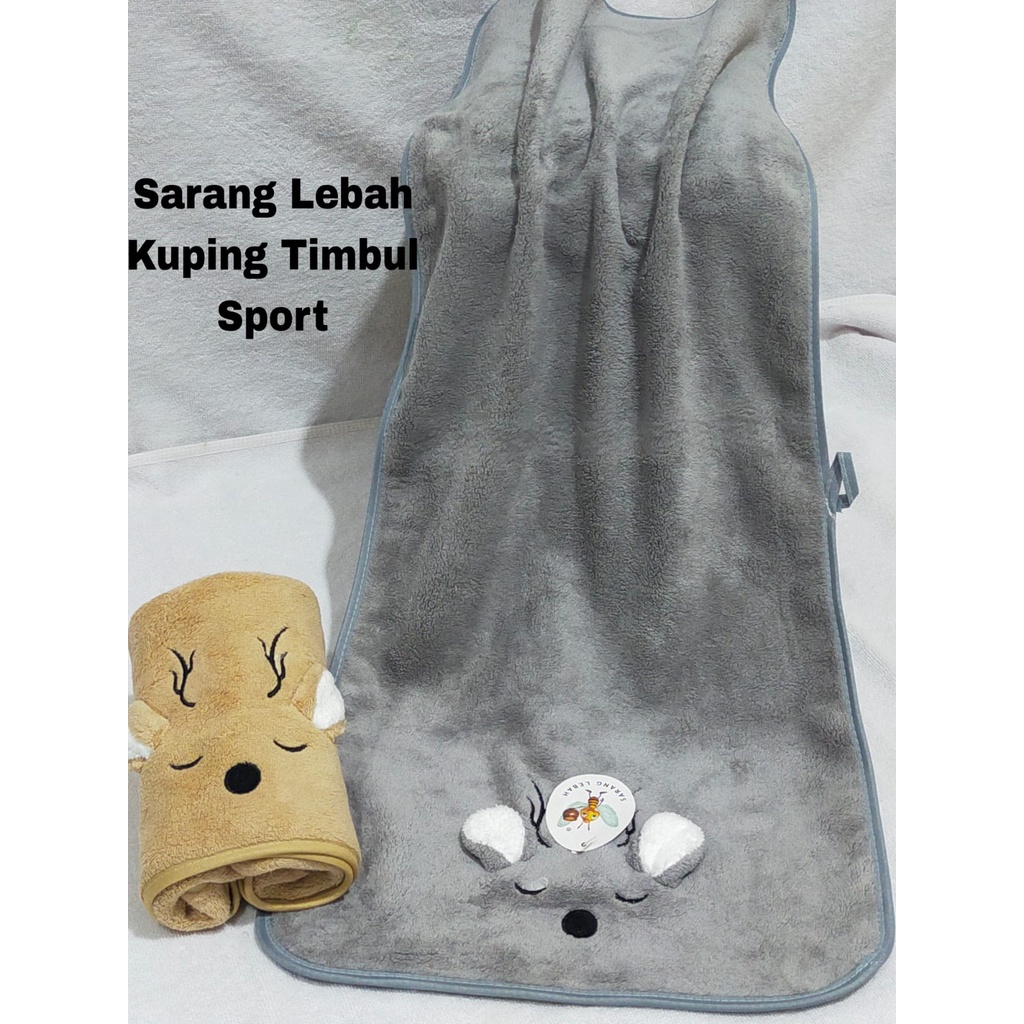 NUZ Handuk Microfiber Bordir Mata/ Kuping Timbul Sport Uk 35x80 Termurah