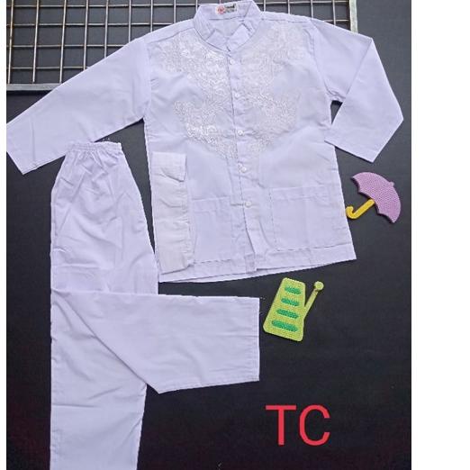 ☜ Setelan Baju Koko Putih Katun anak laki-laki Paud SD SMP ➳