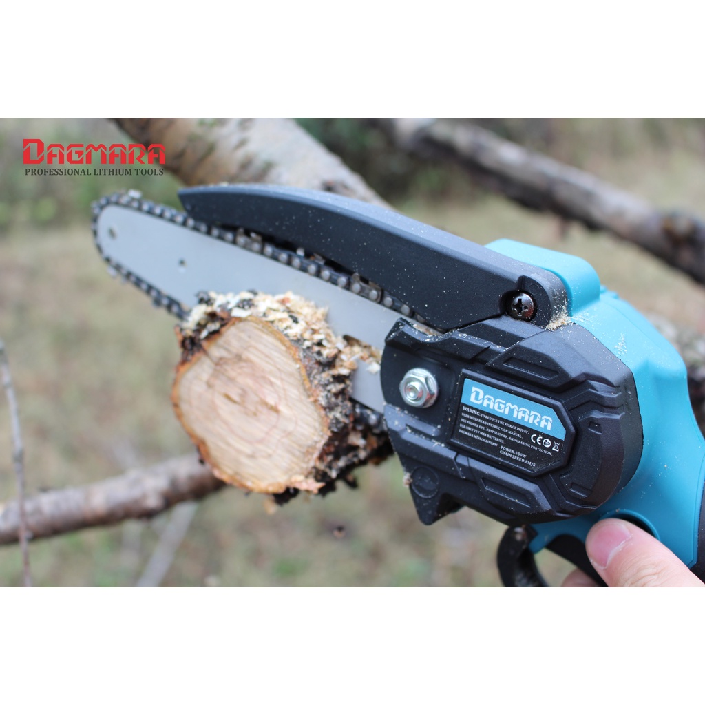 Dagmara Mini Chainsaw, 6-Inch Cordless Chainsaw, Portable Handheld Chain Saw with Rechargeable Battery for Wood Cutting, Tree Branches Shears Pruning (Green)
